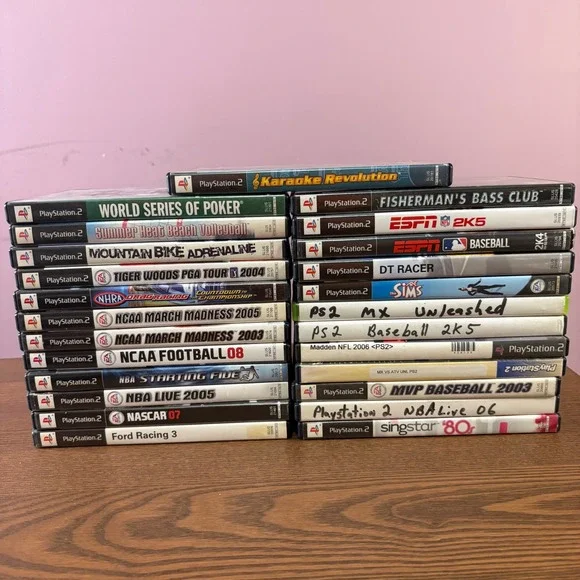 Sony PlayStation 2 PS2 Video Game Lot 25 Games Sports Racing Sims Good‎ Bundle