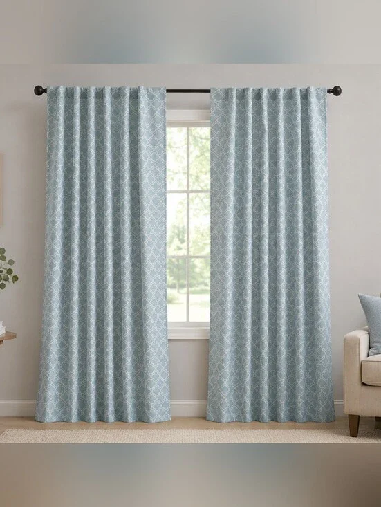 New Martha Stewart HD Moroccan Geo River Mist 2 Panels. 50