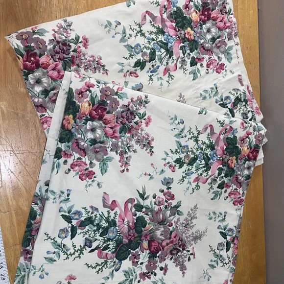 Vtg Croscill English Garden Floral Curtain Panels Set of 2 Cottagecore 40x84