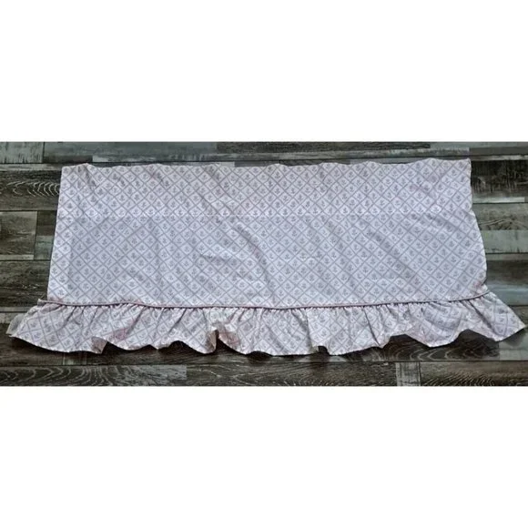 Ruffled Curtain Valance Eyelet Pink Tulips Girls Cottagecore Farmhouse 20x40