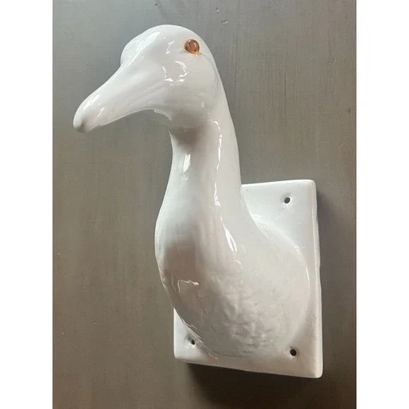 Porcelain Neutral White Ceramic Goose Wall Hook Farmhouse‎ Towel Kitchen Decor
