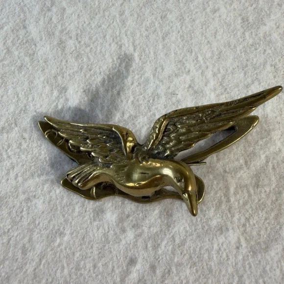 Vintage Solid Brass Flying Bird Clip Goose Duck Curtain Memo Holder 4