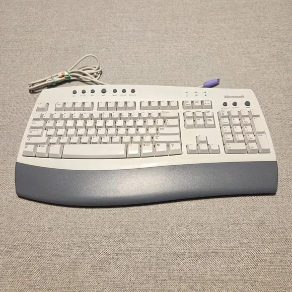 Vintage Microsoft Internet Keyboard X05-52211 PS/2 Wired Old School 10 Hot Keys