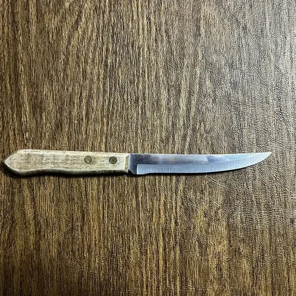 Vtge EKCO‎ Steak Knife Stainless Steel Wooden Handle 8.25