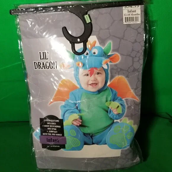 InCharacter Plush Dinky Dragon Infant Costume 12-18 Months (Missing Head Piece)