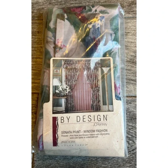 JCPenney Panel w tieback Curtain NWT Vintage Window Fashion Sonata‎ Print USA