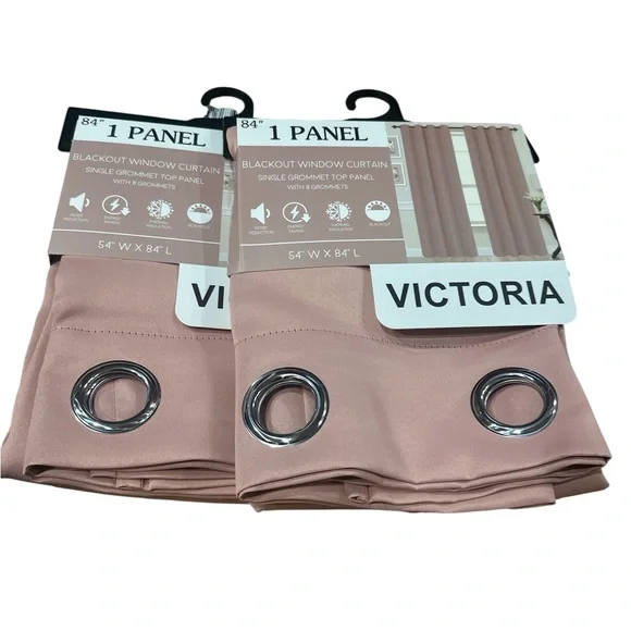 Blackout Window‎ Curtain Panel Set with Grommets - Blush Pink 54 X 84