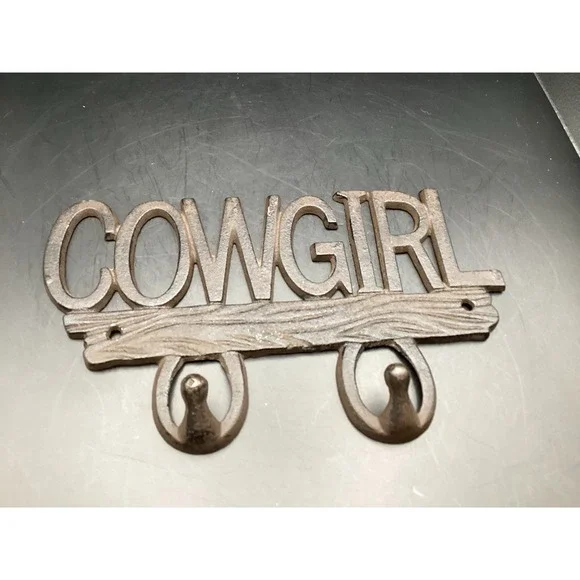 Wrought Iron CowGirl Sign W/ Hooks 8