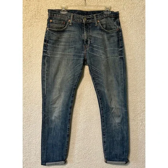 Levis‎ Jeans Mens Denim Pants 33X34 Blue 511 Slim Straight Faded Whisker Zip Fly
