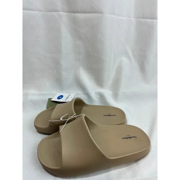 Goodfellow & Co Mens Tan Foam Slide Sandals Size 7 Contoured Footbed Neutral
