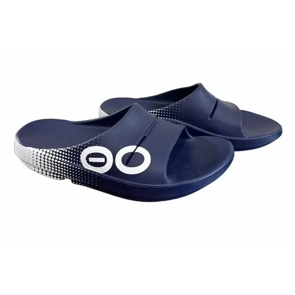 Oofos Ooahh Sport Slide Matrix Navy Men’s 13 Beach Pool Summer Comfort Sandal