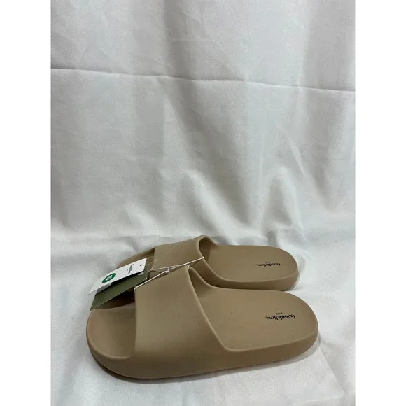 Goodfellow & Co Mens Slide Sandals Tan Beige Comfort Contour Footbed Size 10 NEW