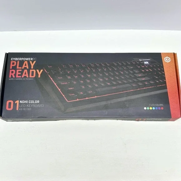 Cyberpower PC Wired LED Gaming Keyboard Play Ready NOHI 01 KB-161-306