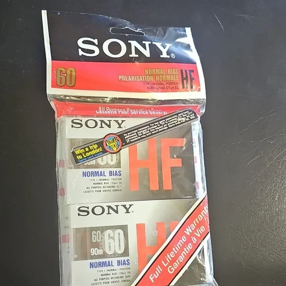 Sony HF Type I Normal Bias Recording Blank Cassette Tapes 60 min (2 Pack)‎ NIP