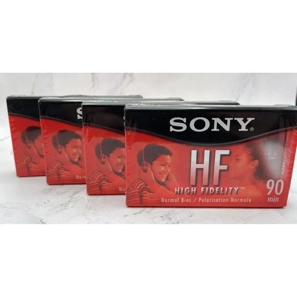 Lot of 4 New & Sealed Sony High Fidelity‎ HF 90 Min Audio Blank Cassette Tapes