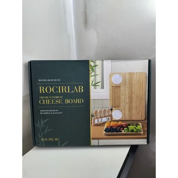 ROCIRLAB Premium Bamboo Charcuterie & Cheese Board Set w/ Cutlery, Bowls NEW‎