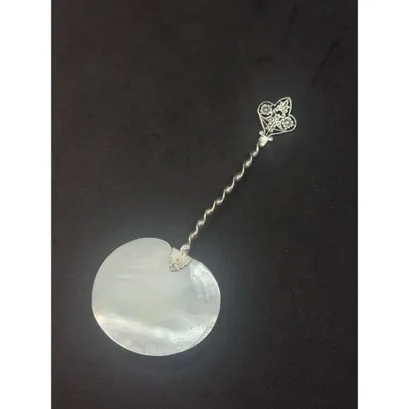 Mother Of Pearl Sterling Silver Handle Caviar Server