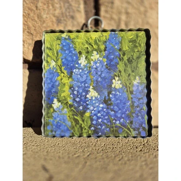 Round Top Collection Bluebonnet 6x6 Metal Wall Art – Texas Rustic Farmhouse