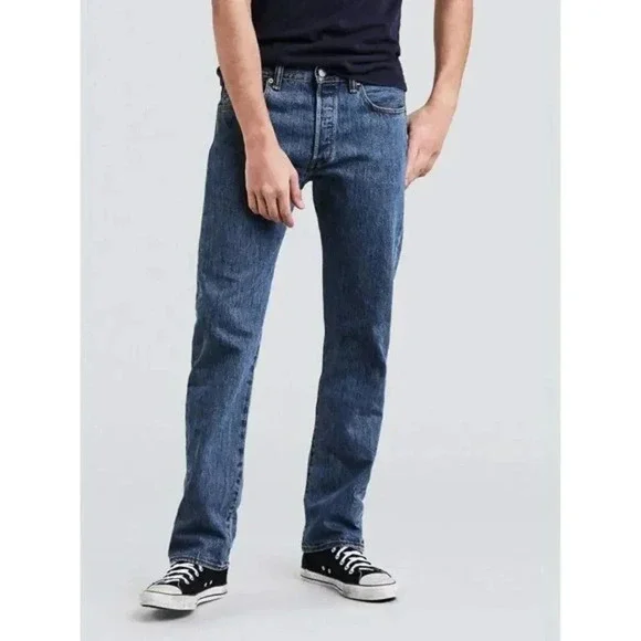 Levi's 501 Medium Blue Wash Button Fly Original Fit Jeans 38 X 32