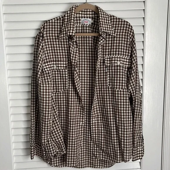 70’s Vintage Levi’s Jeans Gingham Plaid Button Down Shirt