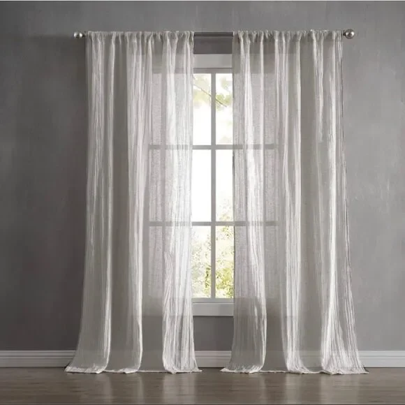 French Connection Charter Curtain Set‎ of 2 Panels Semi Sheer 50 x 84 Linen