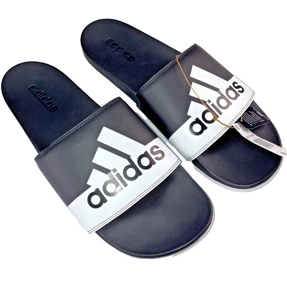 Adidas Adilette Comfort Slides Black‎ And White Men’s Size 18 NWT