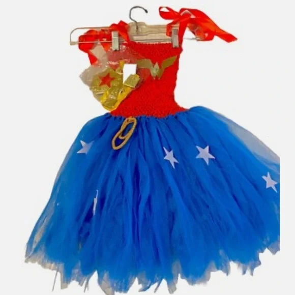 Superhero Wonder Woman Tutu Dress Costume for Kids new
