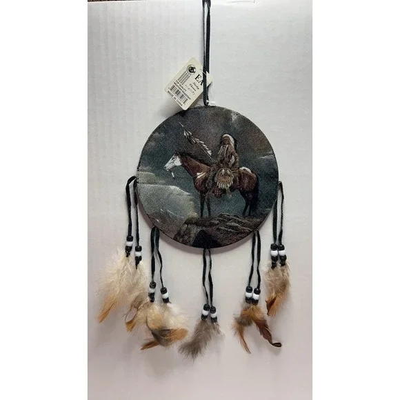 Native American Style Dreamcatcher with Horse and Rider Design