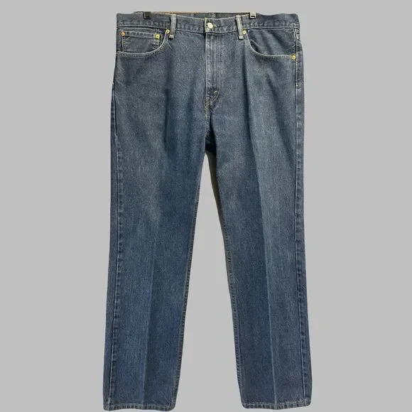 Levis 505 Regular Fit‎ Straight Leg Jeans Mens 38x32 Blue Rigid Denim Classic