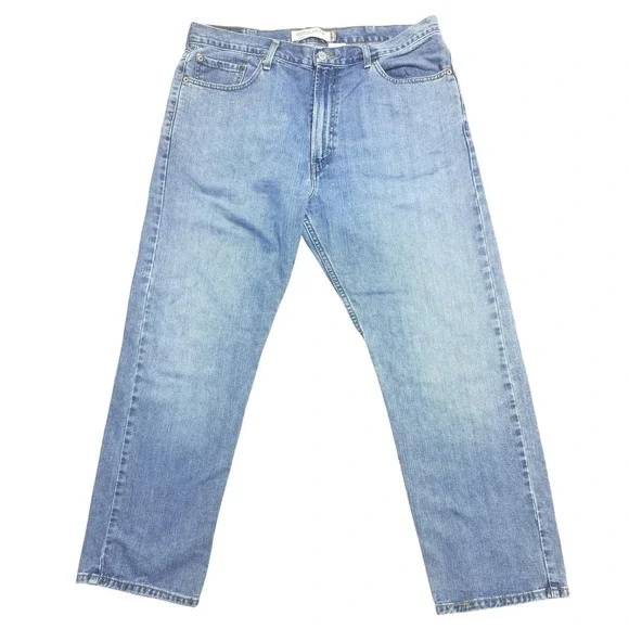 Levis 505 Jeans Mens 38x30 Light Wash‎ Blue Regular Fit Zip Fly Straight Leg