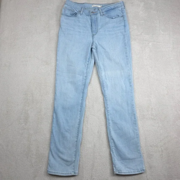 Levi Strauss Classic Straight Jeans Men 28x30 Cotton Blue Stretch Light Wash