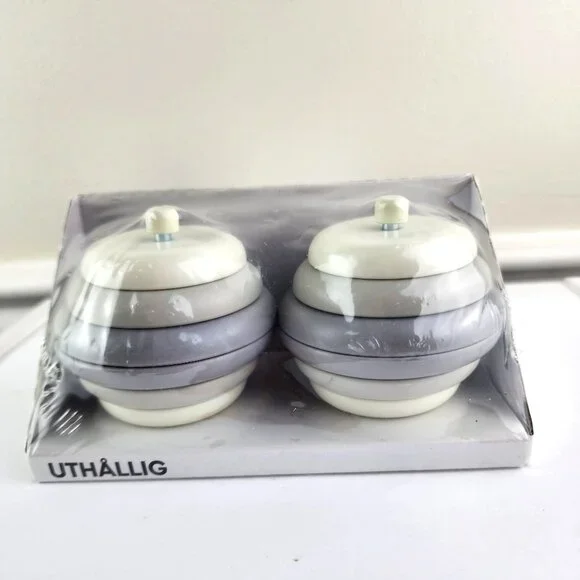 IKEA Uthallig Curtain End Caps White Gray Set of Two NWT