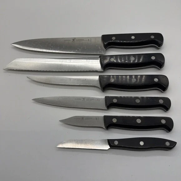 J.A. Henckels International Lot of 6 Knives Stainless Chef Paring Serrated Bread
