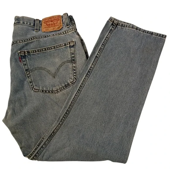 Levis 505 Regular Fit Straight 38 (36) x 32 (30) Light Wash Denim Blue Jeans Zip