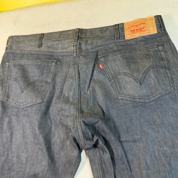 Levis 501 Original Fit Mens Dark Wash Indigo Straight Leg Jeans 44x30 Button Fly