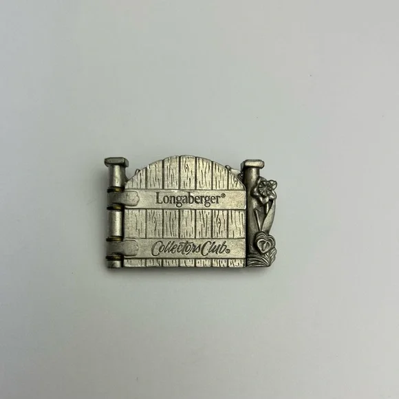Longaberger Silver Collectors Club Flower Basket Cottage hinges lapel Fence Pin
