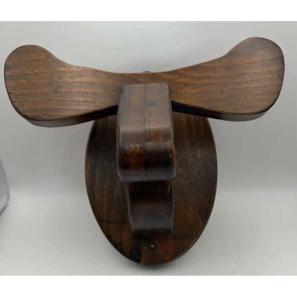 Rustic Wooden Moose Wall Hook Rack Cabin Lodge Decor Hand Carved Coat Hat Hanger