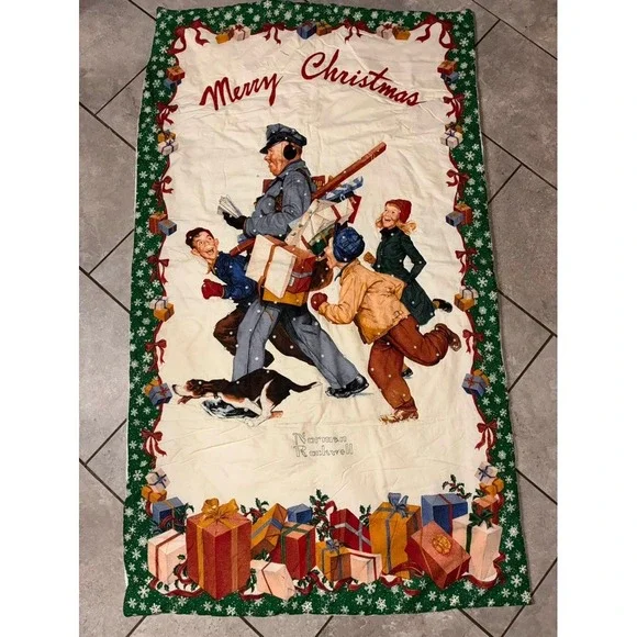 Norman‎ Rockwell Christmas Mailman Fabric Panel
