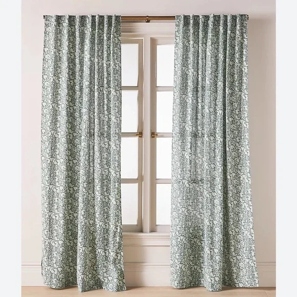 Anthropologie Hyacinth Semi-Sheer Printed Curtain 50x63