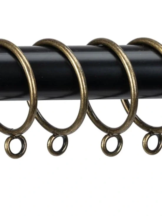 50 Antique Brass Curtain Rings Set Metal Drapery Hardware Bronze Eyelet Rings