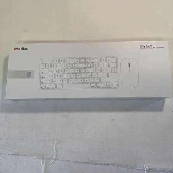 NEW Meetion‎ Ikey C210 Wireless Bluetooth Keyboard and Mouse. White New In Box