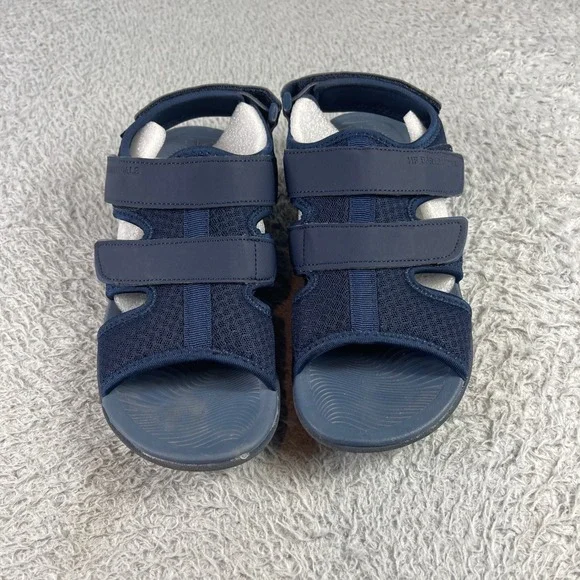 HF BareSandals Navy Blue Mesh Triple Strap Athletic Outdoor Sandals Mens 11