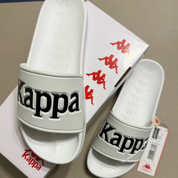 Kappa White Slides with Black Logo NWT Unisex