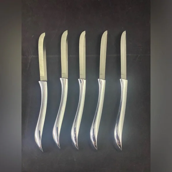 Vintage Carvel Hall Steak Knives Set of 5 Made In USA Stainless Heavy