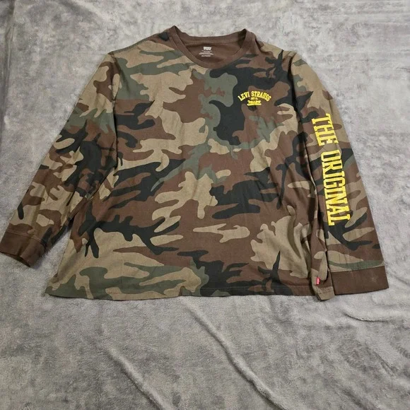 Levis T-Shirt Men's XXL The‎ Original Graphic Camouflage Relaxed Long Sleeve