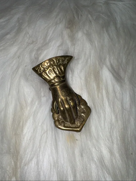 Vintage Brass Metal Victorian Style Wall Hanging Womans Hand Paper Clip 4