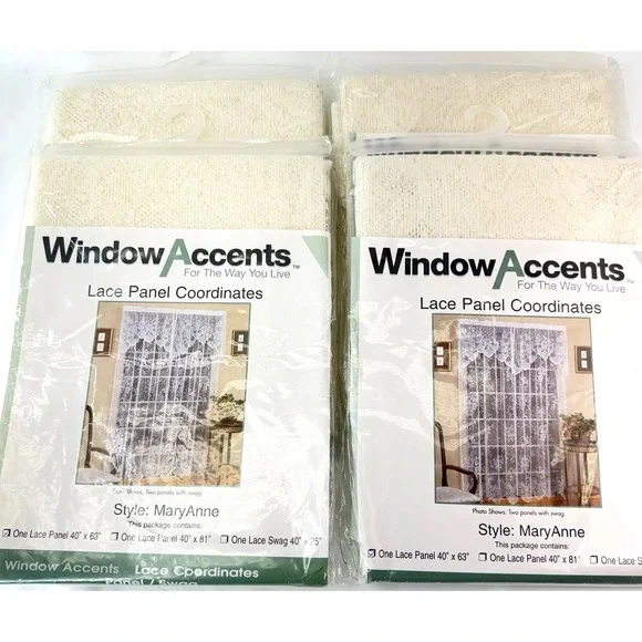 4 X Window Accents Ivory Lace Window Panel NOS 40 x 63