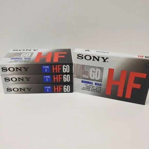 Sony HF60 Type I Normal Bias 90m Blank Cassette Lot Pack Of 4 Tapes New Sealed