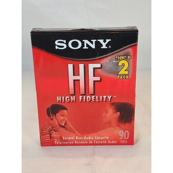 Sony Hi Fidelity 90 Minute Cassette Tape 2 PK Pack Normal Bias Blank New 90 Min