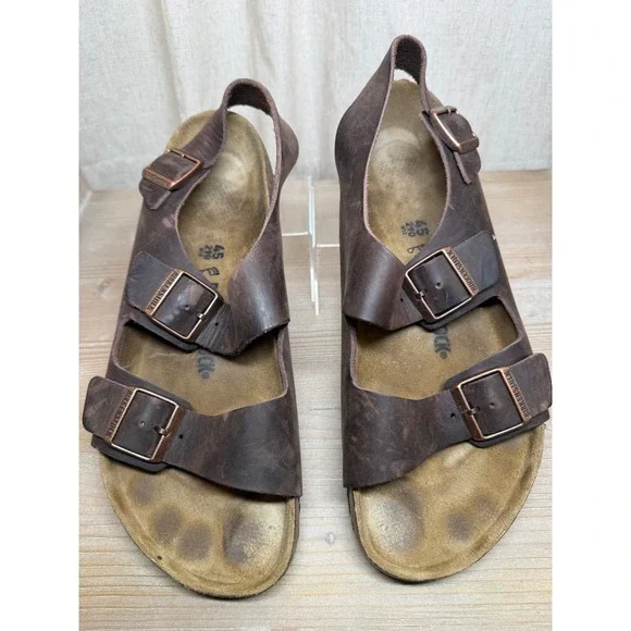 Birkenstock Milano Habana Brown Oiled Leather Sandals Mens 45 L12 M12 034191
